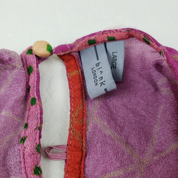Blank London Miranda Peasant Blouse Womens Large Pink Anthropologie Boho Top - Picture 13 of 16